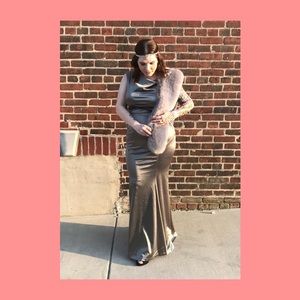 Silver Gatsby Mermaid Evening Gown Dress Vintage